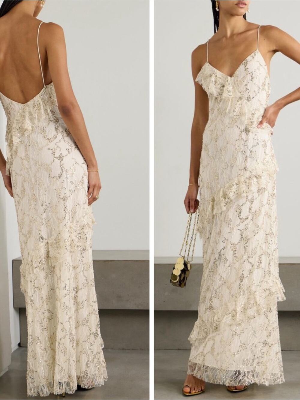 LOVESHACKFANCY Kareen Chantilly Lace Maxi Dress 4